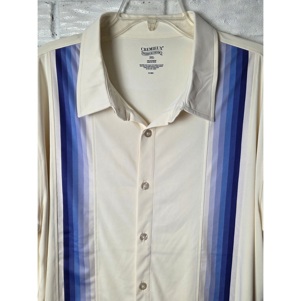 Cremieux Premium Denim Shirt Mens XXL Button Up s/s ombre Stripes polyester NWT